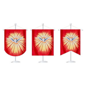 Galhardete Duplo do Espírito Santo me Cetim Forrado com Acabamento com Cordão - 13cm x 20cm