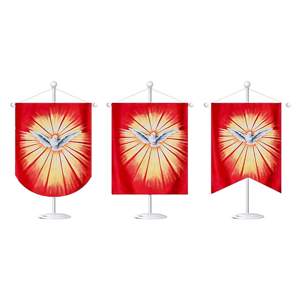 Galhardete Duplo do Espírito Santo me Cetim Forrado com Acabamento com Cordão - 13cm x 20cm