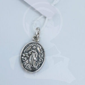 Medalha Oval Imaculada Conceição e Sagr. Coração Jesus PRATA