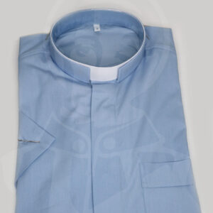 Camisa Manga Curta com Cabeção Romano - Azul