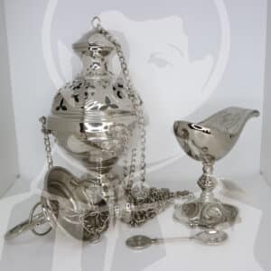 Conjunto Turíbulo e Naveta Cinzelado
