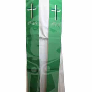 Estola Dupla Verde/Branco