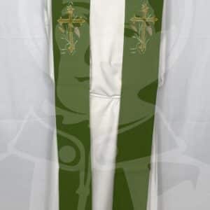 Estola Dupla Verde/Branco