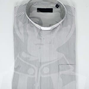 Camisa Riscada com Cabeção - Cinzento