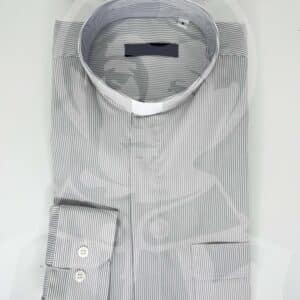 Camisa Riscada com Cabeção - Cinzento