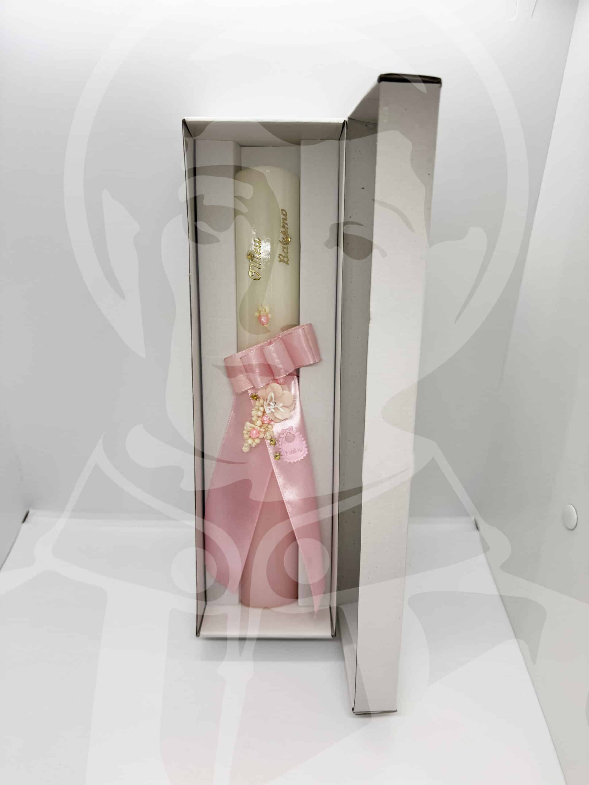 Vela de Batismo Decorada Rosa