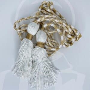 Cíngulo de Seda Branco e Dourado